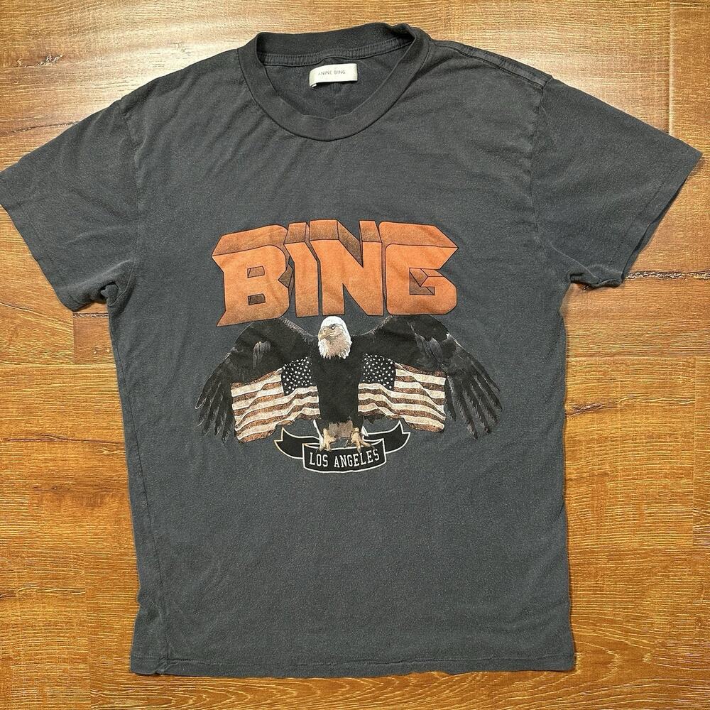 Anine Bing Oversized T Shirt XS Gray USA Eagle Los Angeles Retro Classic Rock